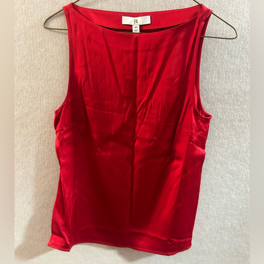 Banana Republic NWT Stretch Satin Tunic Red Sunset XS Top Sleeveless